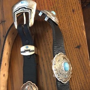 Nocona blk leather with silver and turquoise